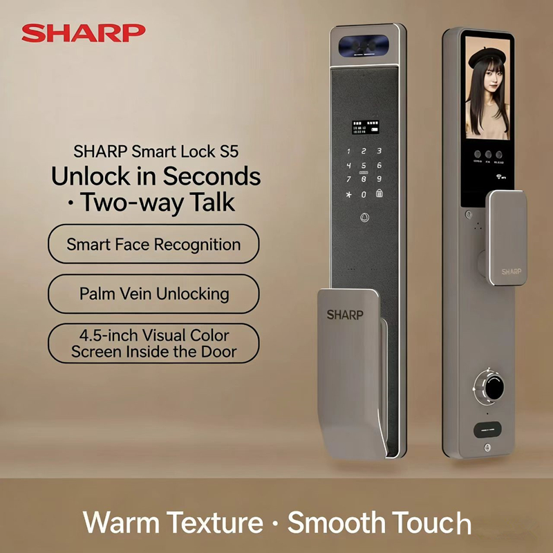 Wifi Doorbell Camera - Sharp S5-FV Volautomatisch Smart Lock-gezichtsherkenning, palmader,