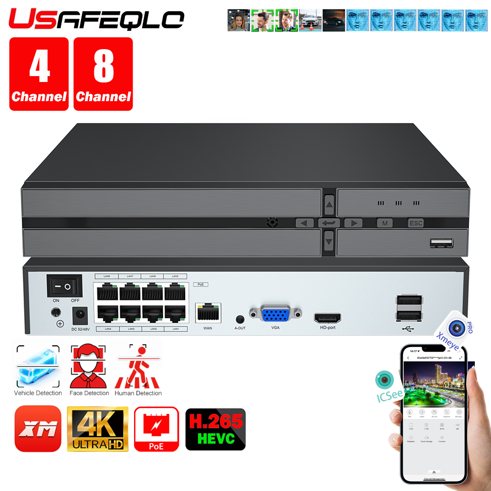 Security Ip Camera - Gezichtsdetectie H.265 8ch * 4K 4ch/8ch
