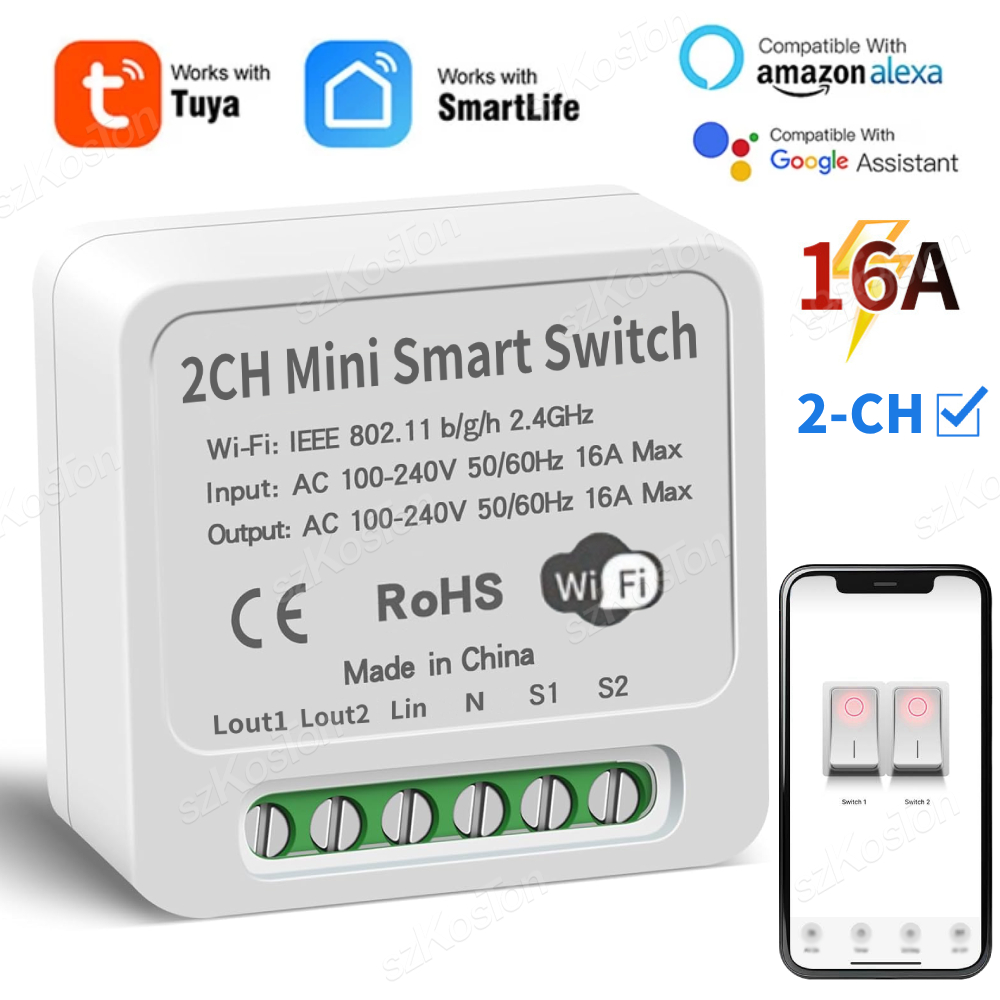 Smart Home Google - 16A Tuya WiFi Smart Switch Module