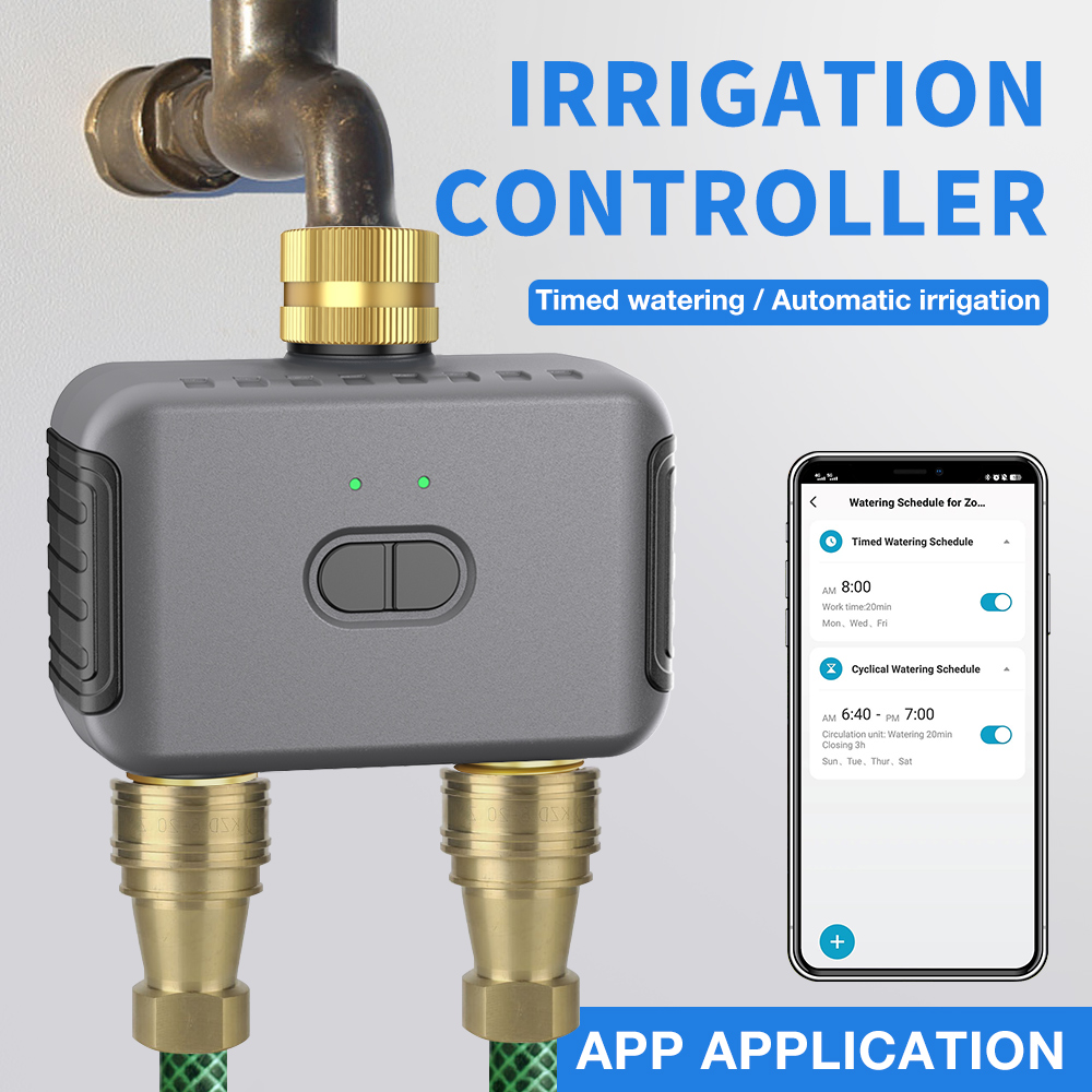 Smart Home Google - Tuya 2-zone besproeiingstimer Tuin Automatische irrigatiecontroller