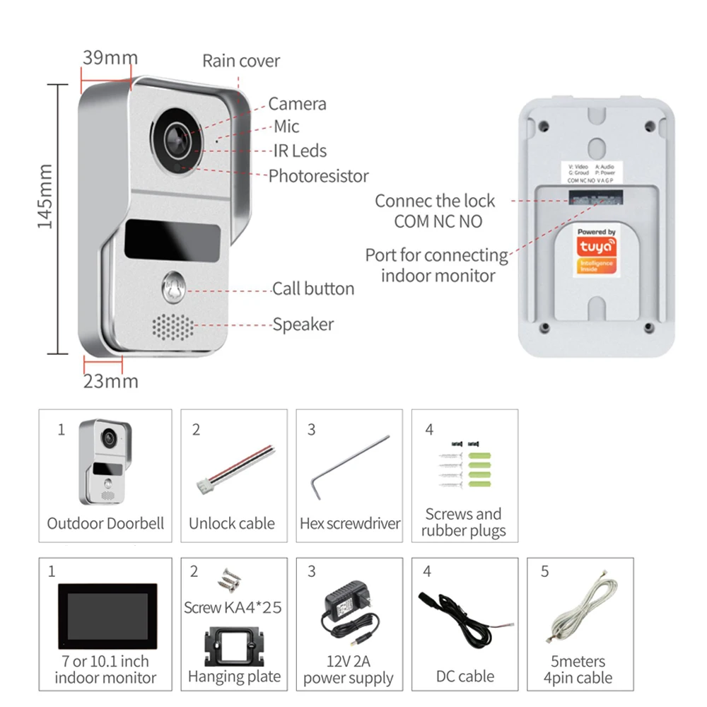 Deurintercom deurbel, 10,1 inc - Wifi Doorbell Camera recensie en prijs